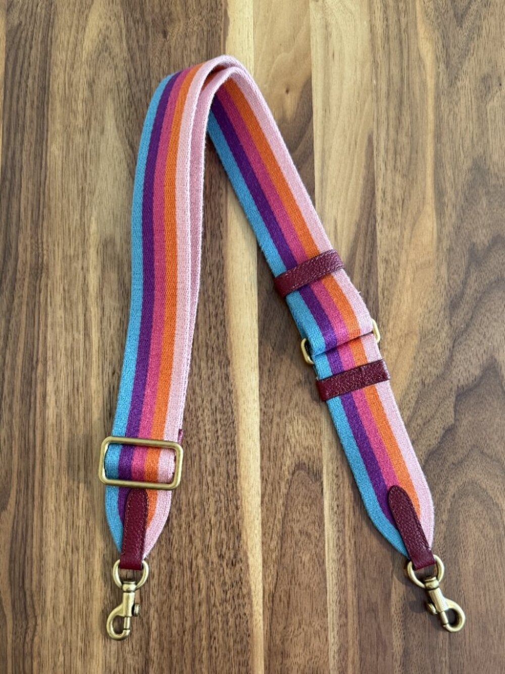 Coach Rainbow Striped Webbing Strap adjustable EUC
